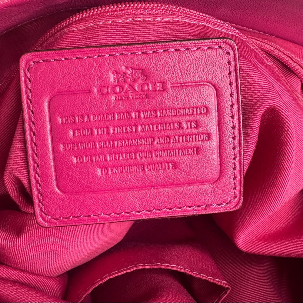 Coach Purse Crossbody F15064 Magenta Pink Leather Slouchy Zipper Bag - Picture 13 of 14
